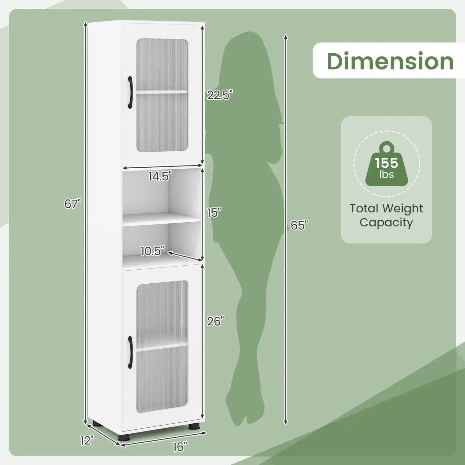 Tall Bathroom Storage Cabinet 67 Inches Freestanding Storage Organizer by DirectDeals