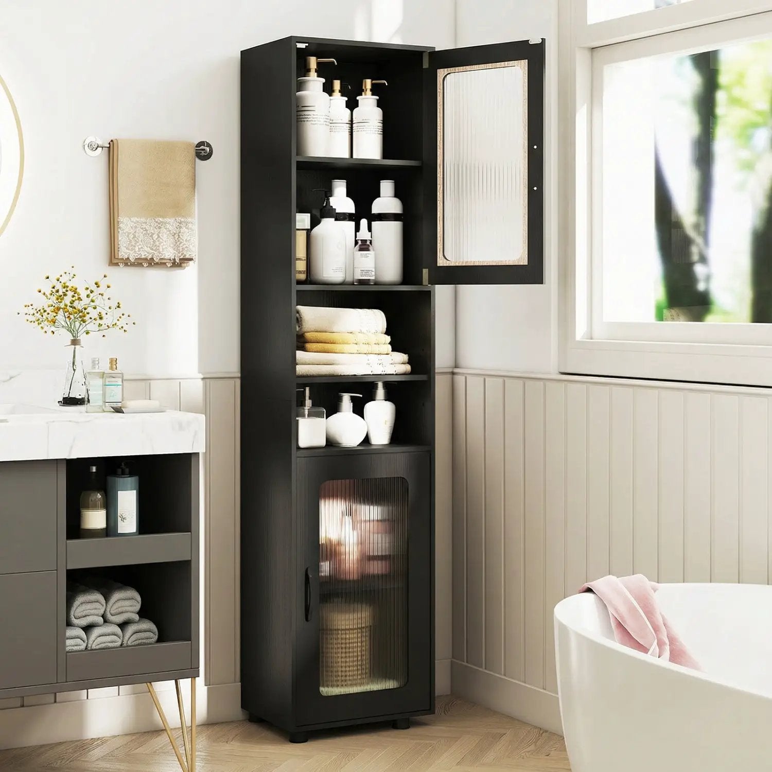 Tall Bathroom Storage Cabinet 67 Inches Freestanding Storage Organizer by DirectDeals