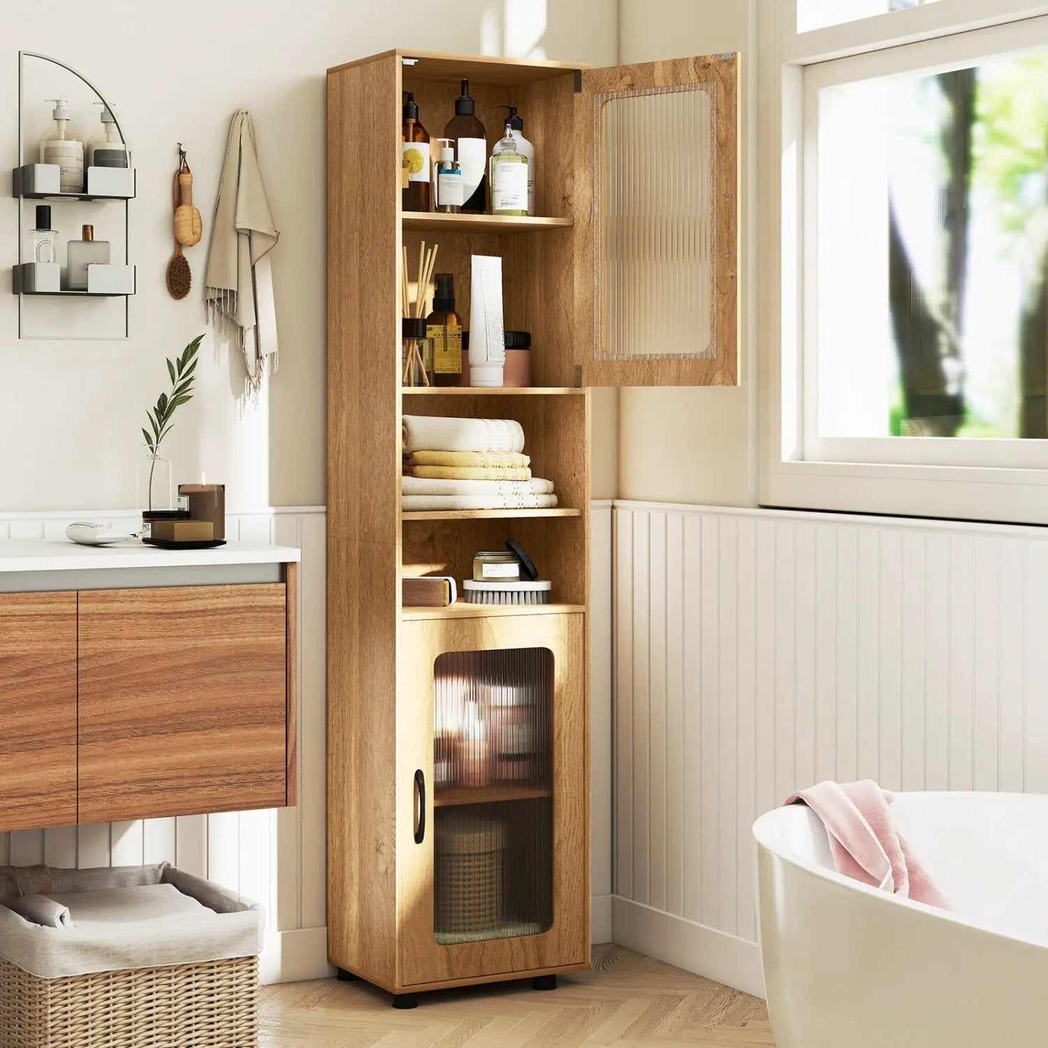Tall Bathroom Storage Cabinet 67 Inches Freestanding Storage Organizer by DirectDeals
