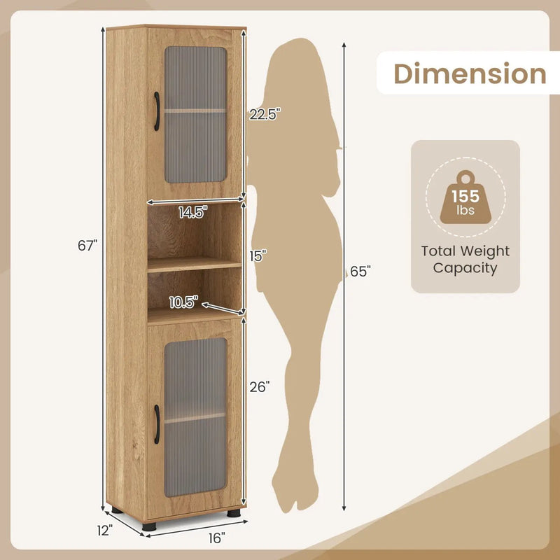 Tall Bathroom Storage Cabinet 67 Inches Freestanding Storage Organizer by DirectDeals