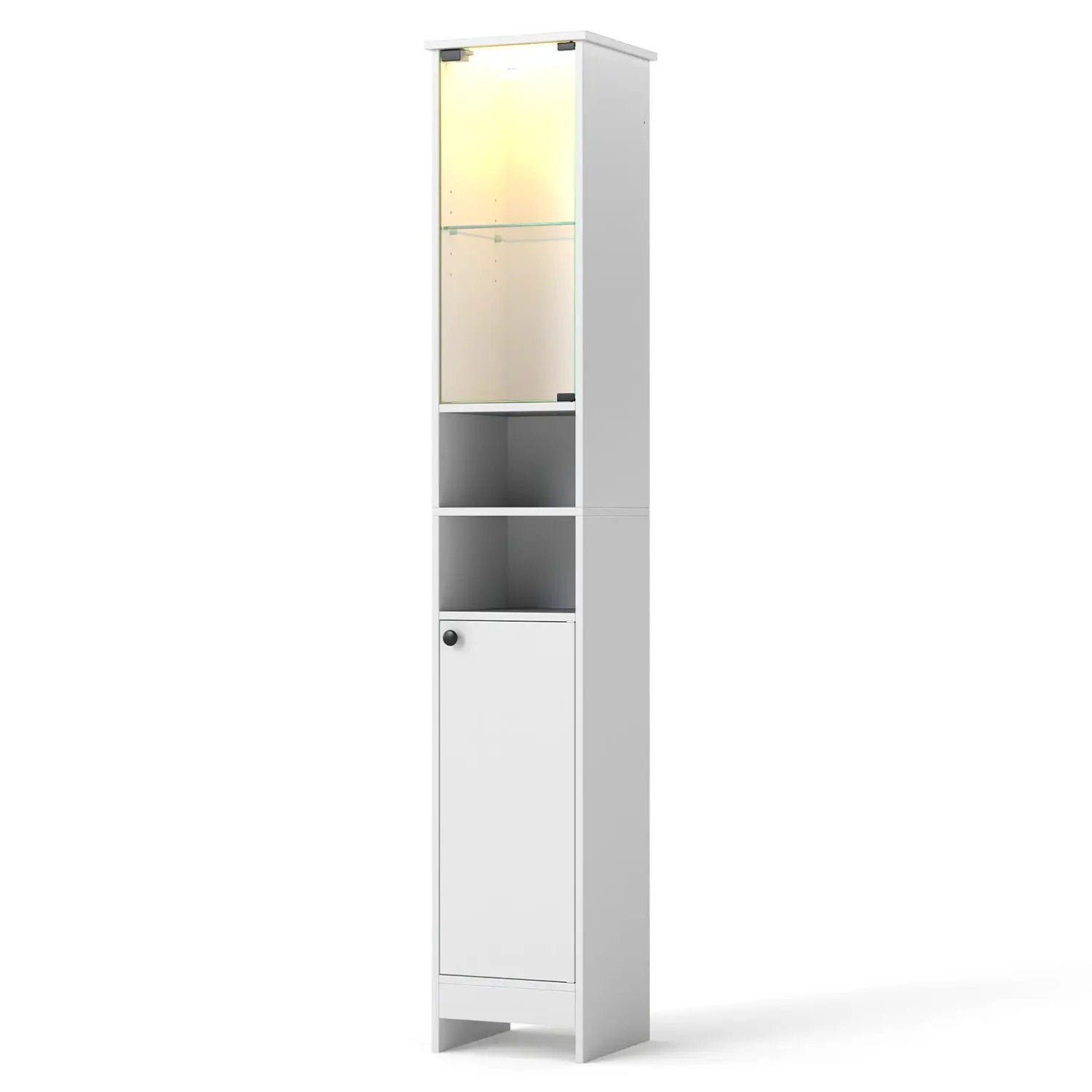 Tall Bathroom Storage Cabinet with LED Lights and Adjustable Shelves by DirectDeals