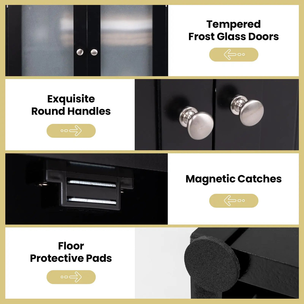 64.5 Inches Tall Bathroom Storage Cabinet with Frost Glass Doors and Shelves by DirectDeals