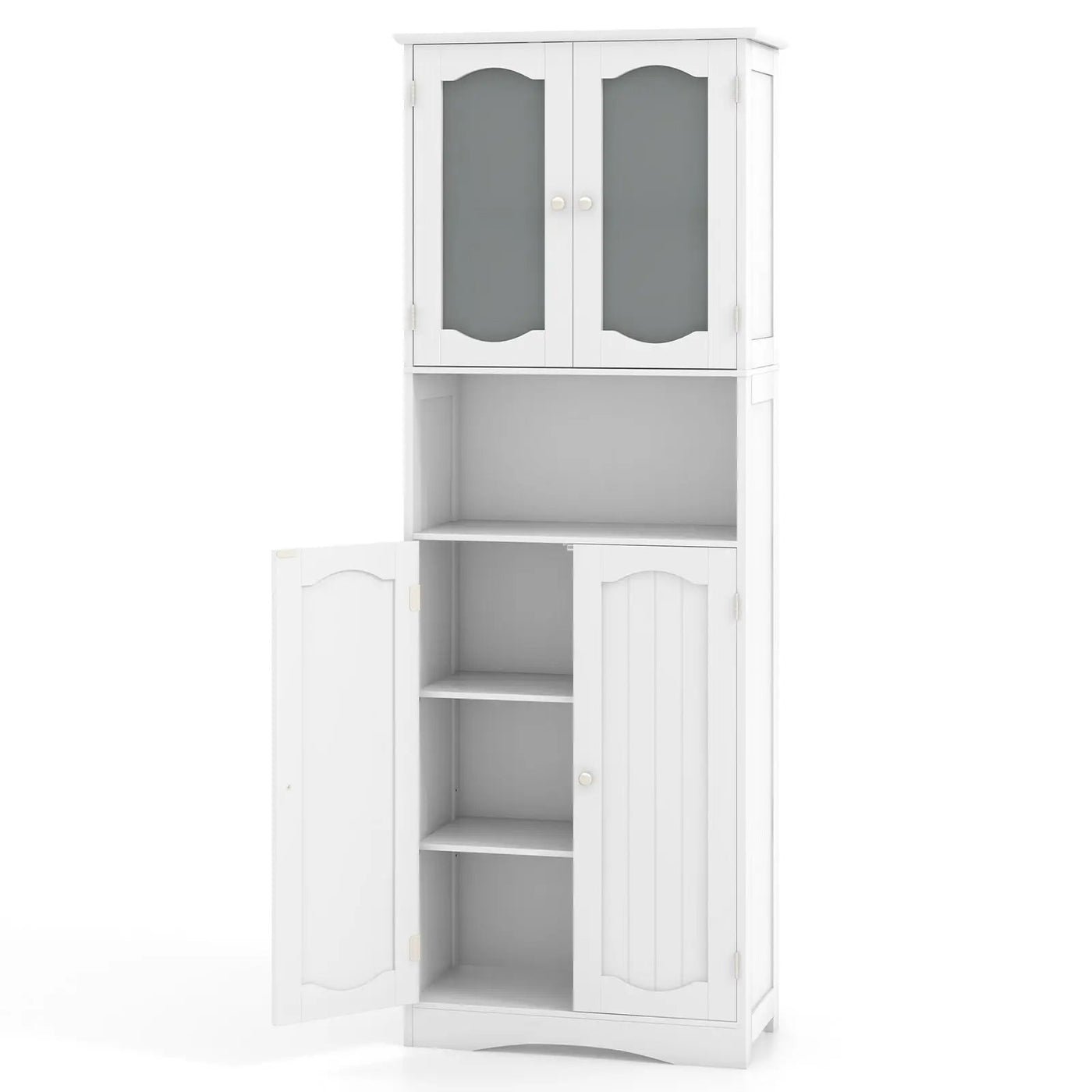 64.5 Inches Tall Bathroom Storage Cabinet with Frost Glass Doors and Shelves by DirectDeals