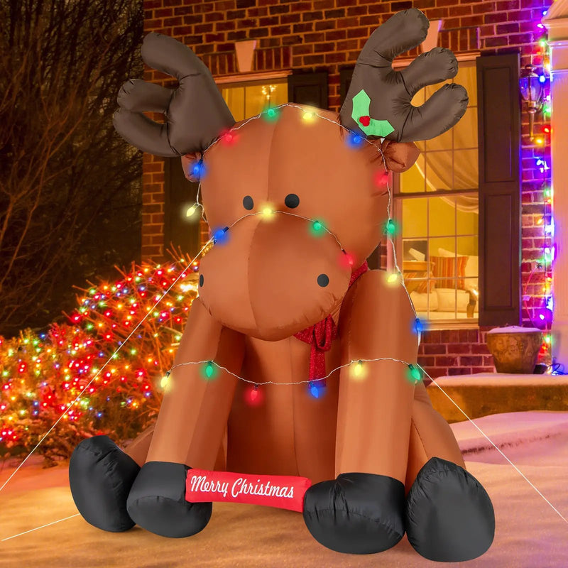 8.5 Feet Tall Christmas Inflatable Reindeer with 24 LED String Lights by DirectDeals