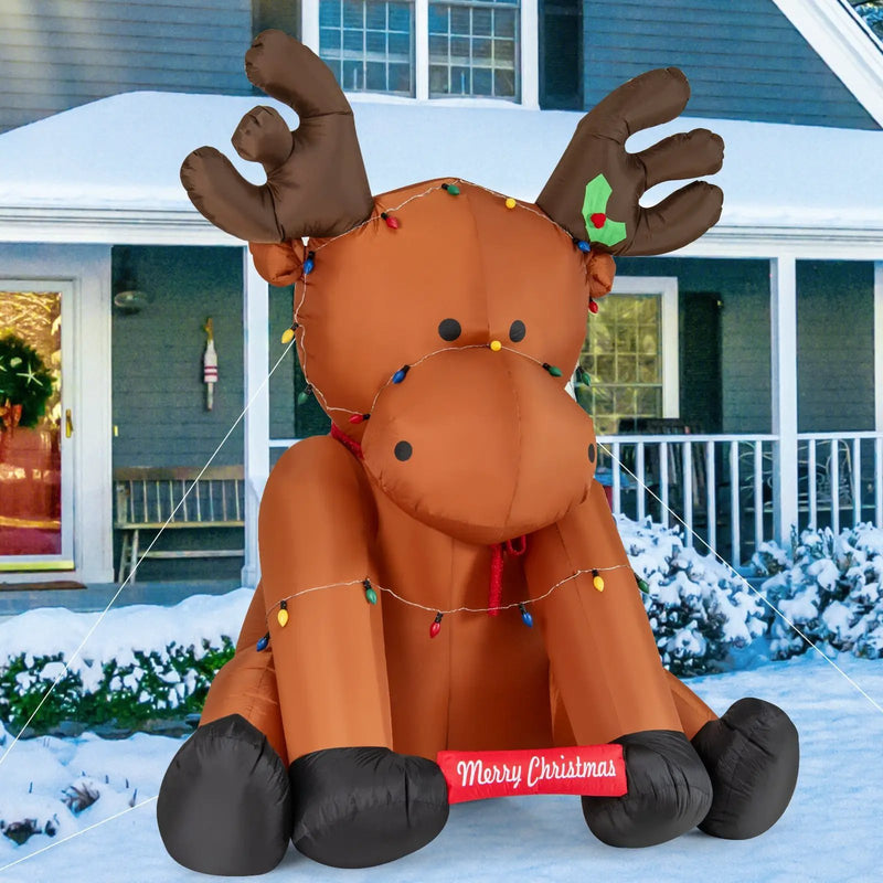 8.5 Feet Tall Christmas Inflatable Reindeer with 24 LED String Lights by DirectDeals