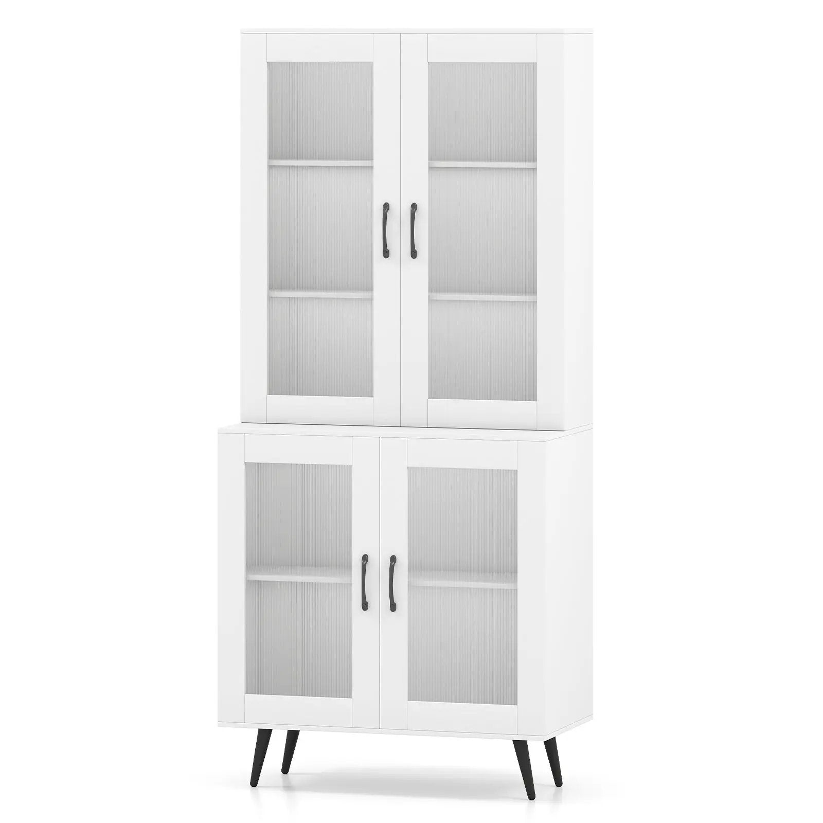 70.5 inch Tall Kitchen Pantry Cabinet Cupboard with 4 Transparent Doors by DirectDeals