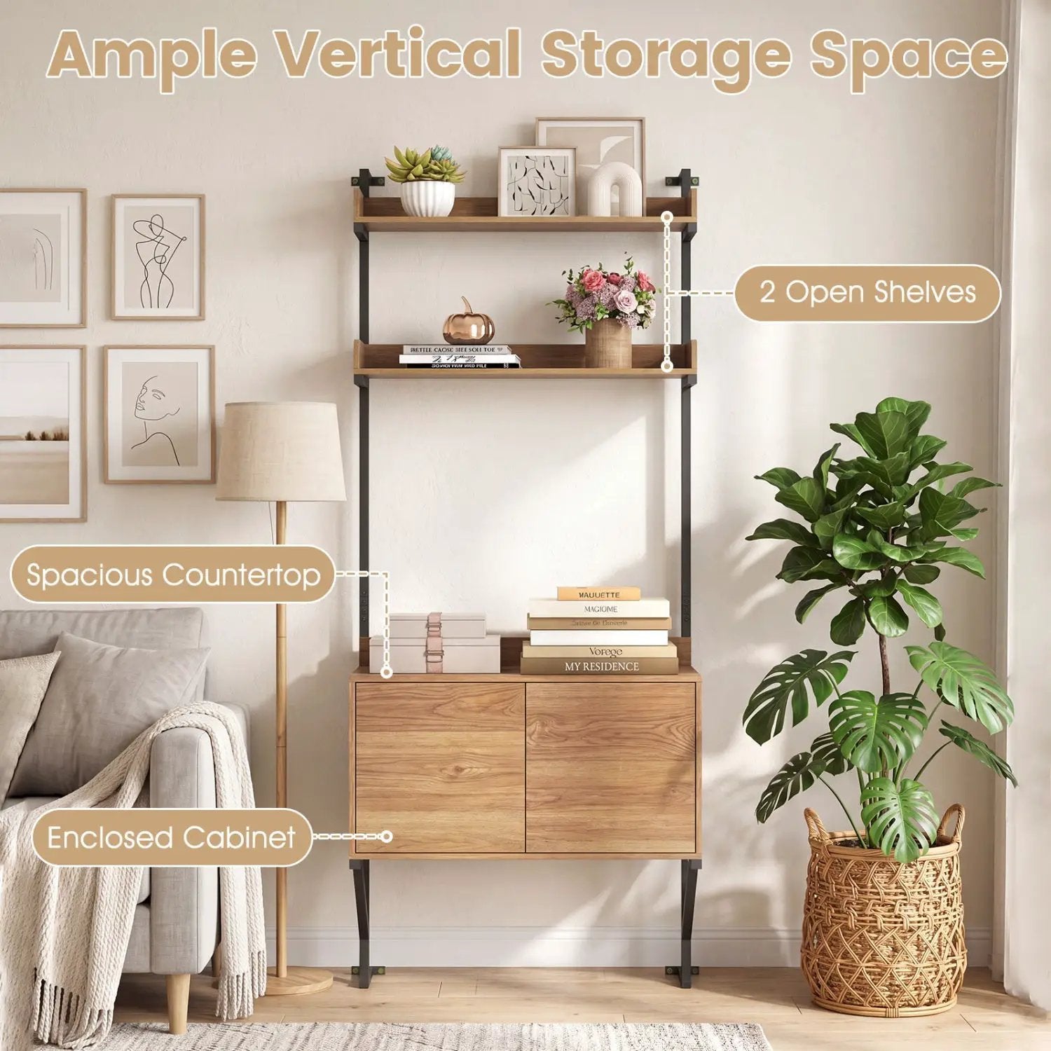 Tall Ladder Shelf with Storage Cabinet Narrow Wall Mounted Ladder Bookcase by DirectDeals
