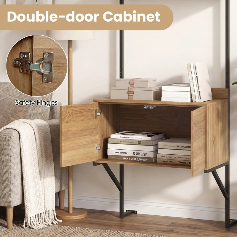 Tall Ladder Shelf with Storage Cabinet Narrow Wall Mounted Ladder Bookcase by DirectDeals