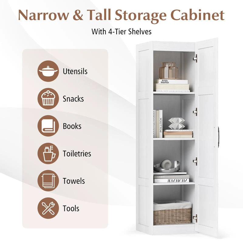 Tall Storage Cabinet with 4 Storage Shelves for Bathroom Living Room by DirectDeals