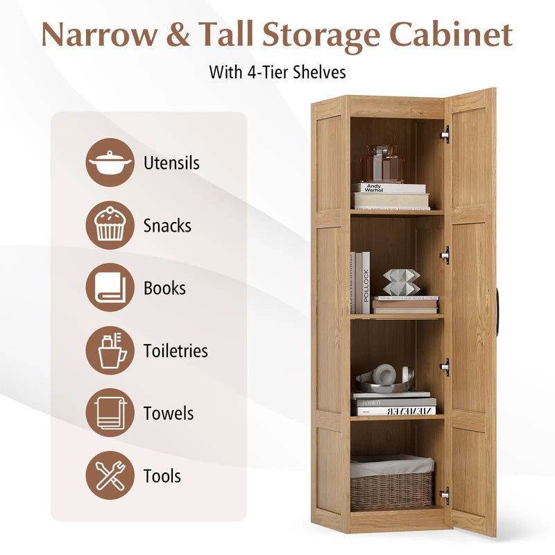 Tall Storage Cabinet with 4 Storage Shelves for Bathroom Living Room by DirectDeals