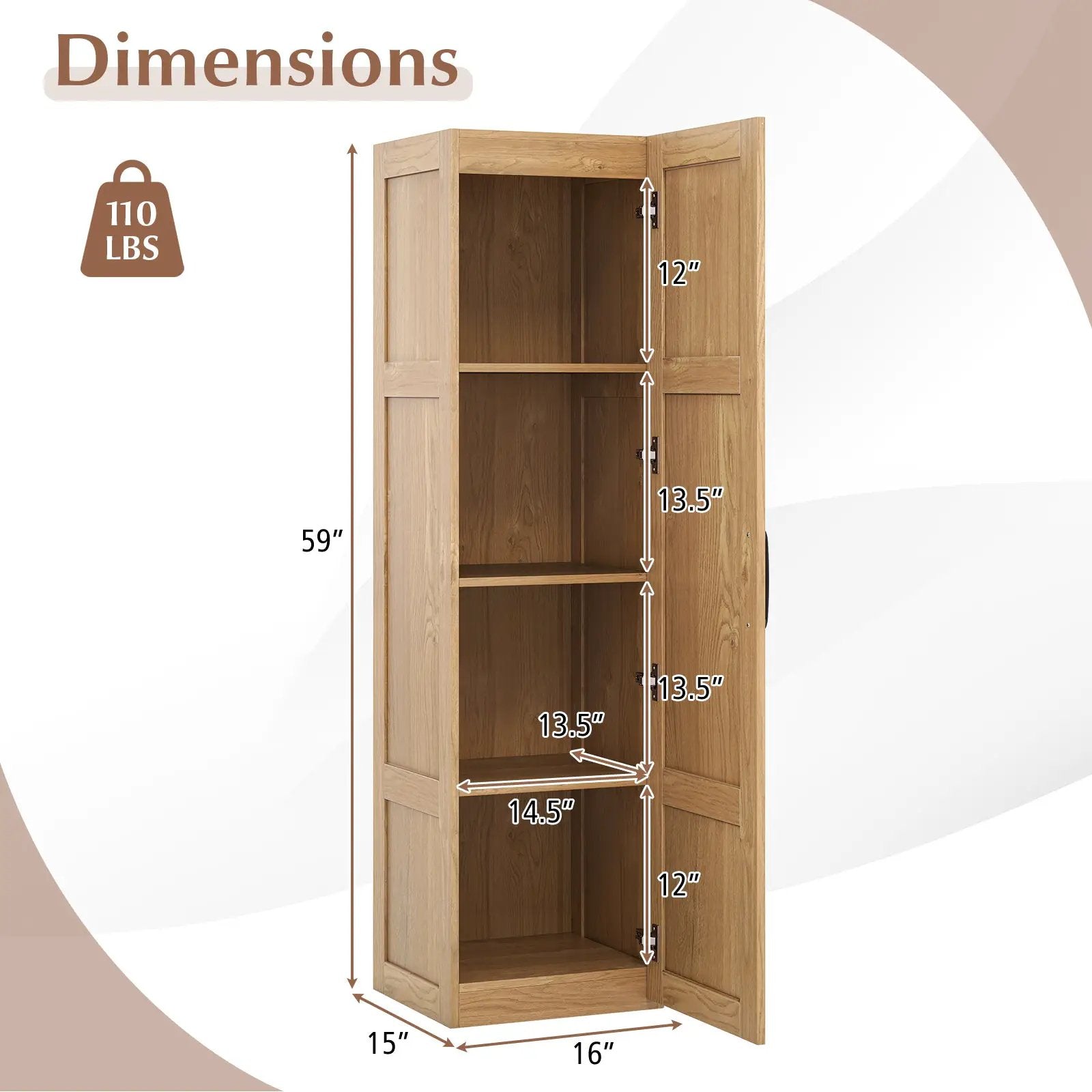 Tall Storage Cabinet with 4 Storage Shelves for Bathroom Living Room by DirectDeals