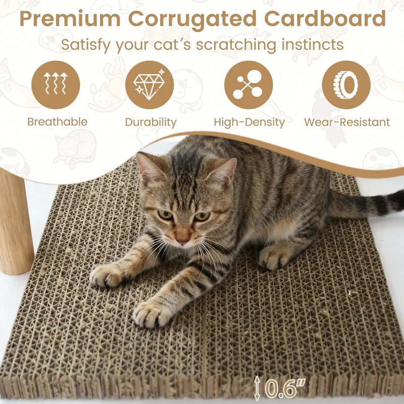 Tall Wood Cat Tower with 2 Corrugated Cardboard-White by DirectDeals