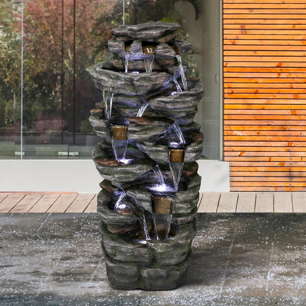 Resin Jagged Shale Outdoor Waterfall Fountain 13 Streams, photo 2 of 5