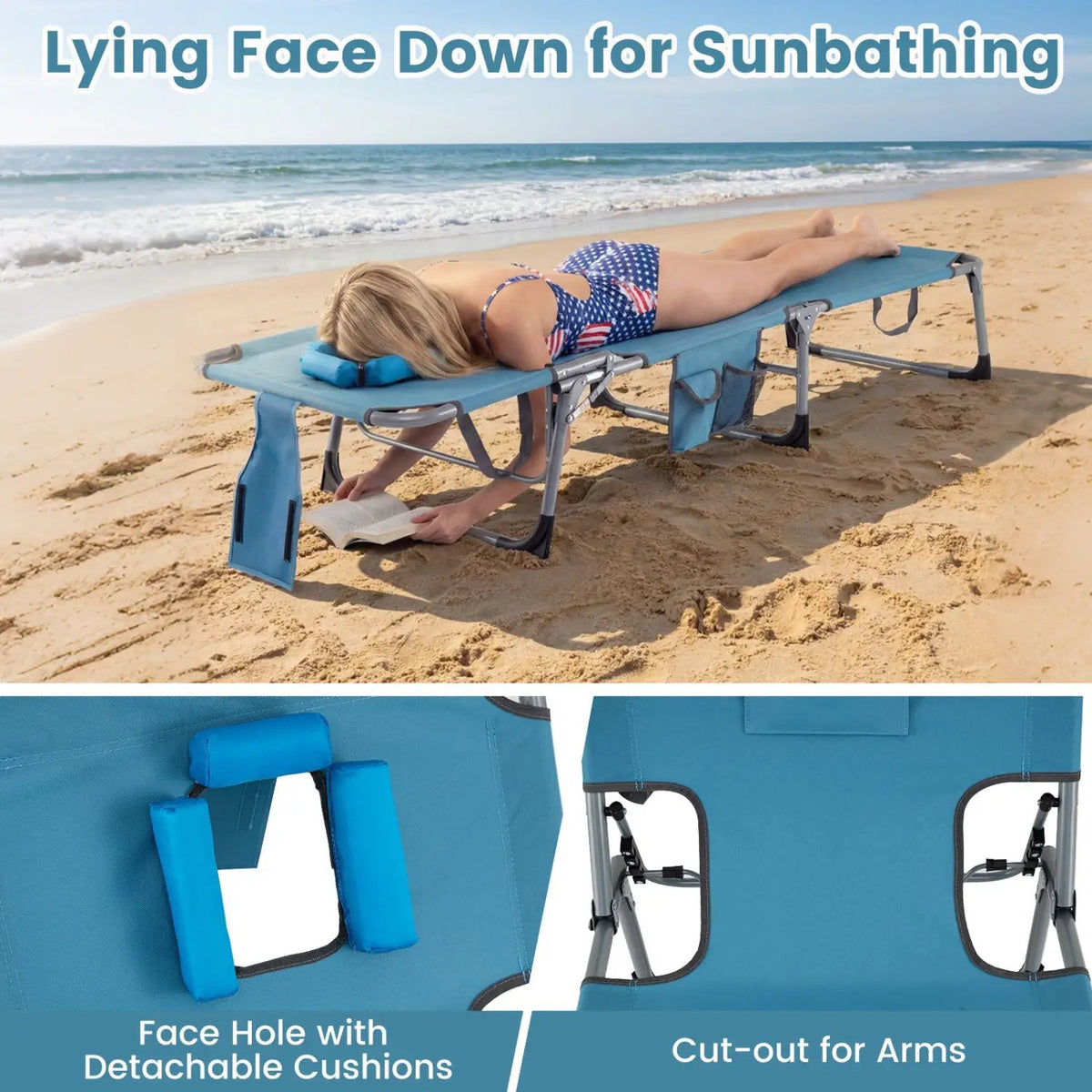 Tanning Chair with Face Arm Holes Folding Chair, photo 20 of 30