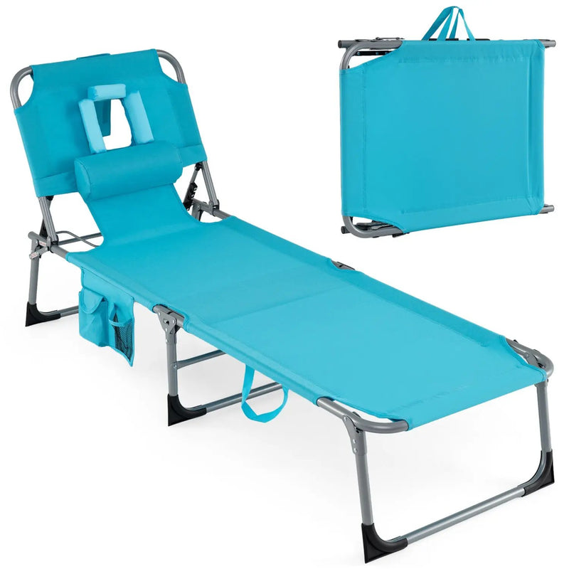 Tanning Chair with Face Arm Holes Folding Chair by DirectDeals