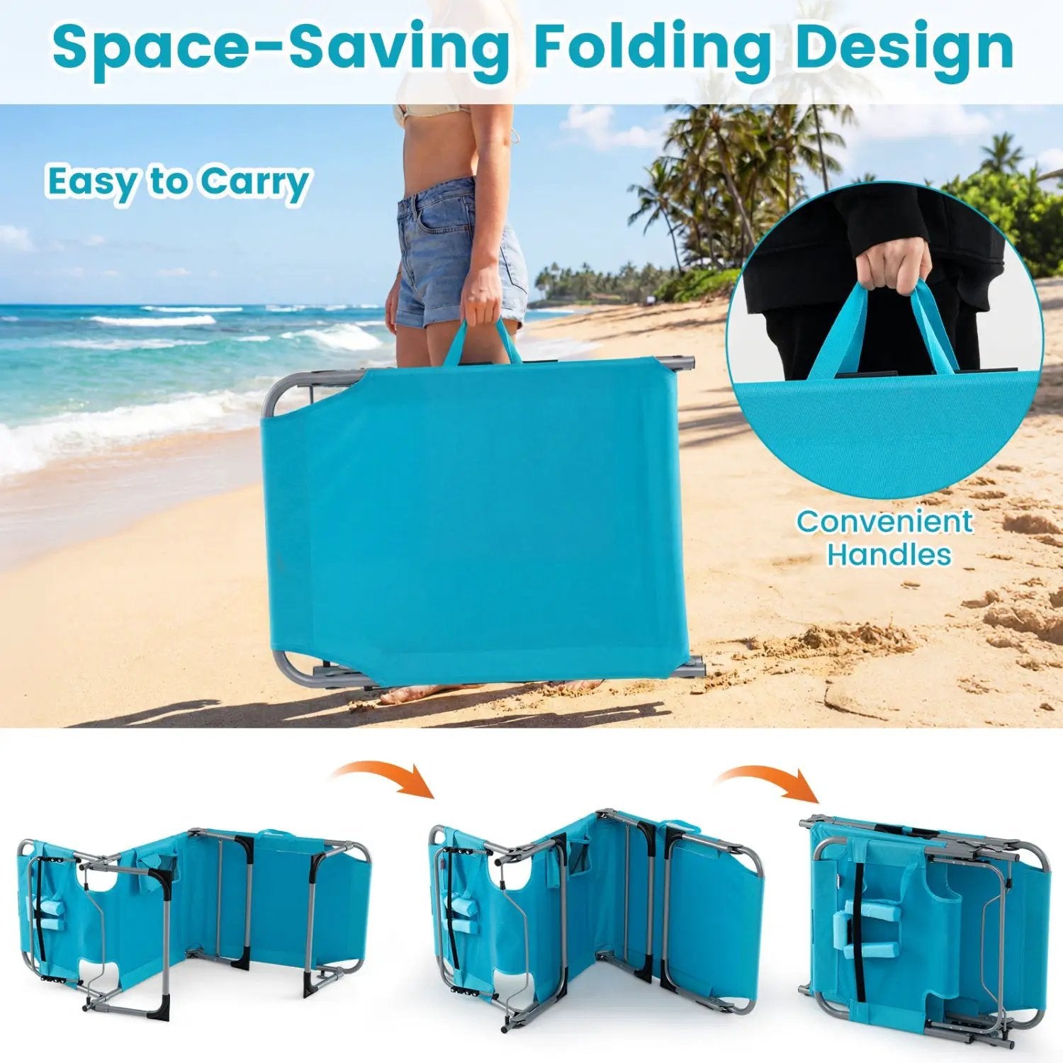 Tanning Chair with Face Arm Holes Folding Chair by DirectDeals