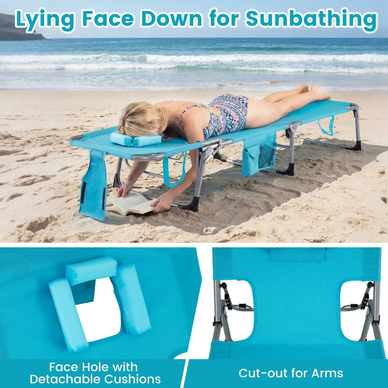 Tanning Chair with Face Arm Holes Folding Chair by DirectDeals
