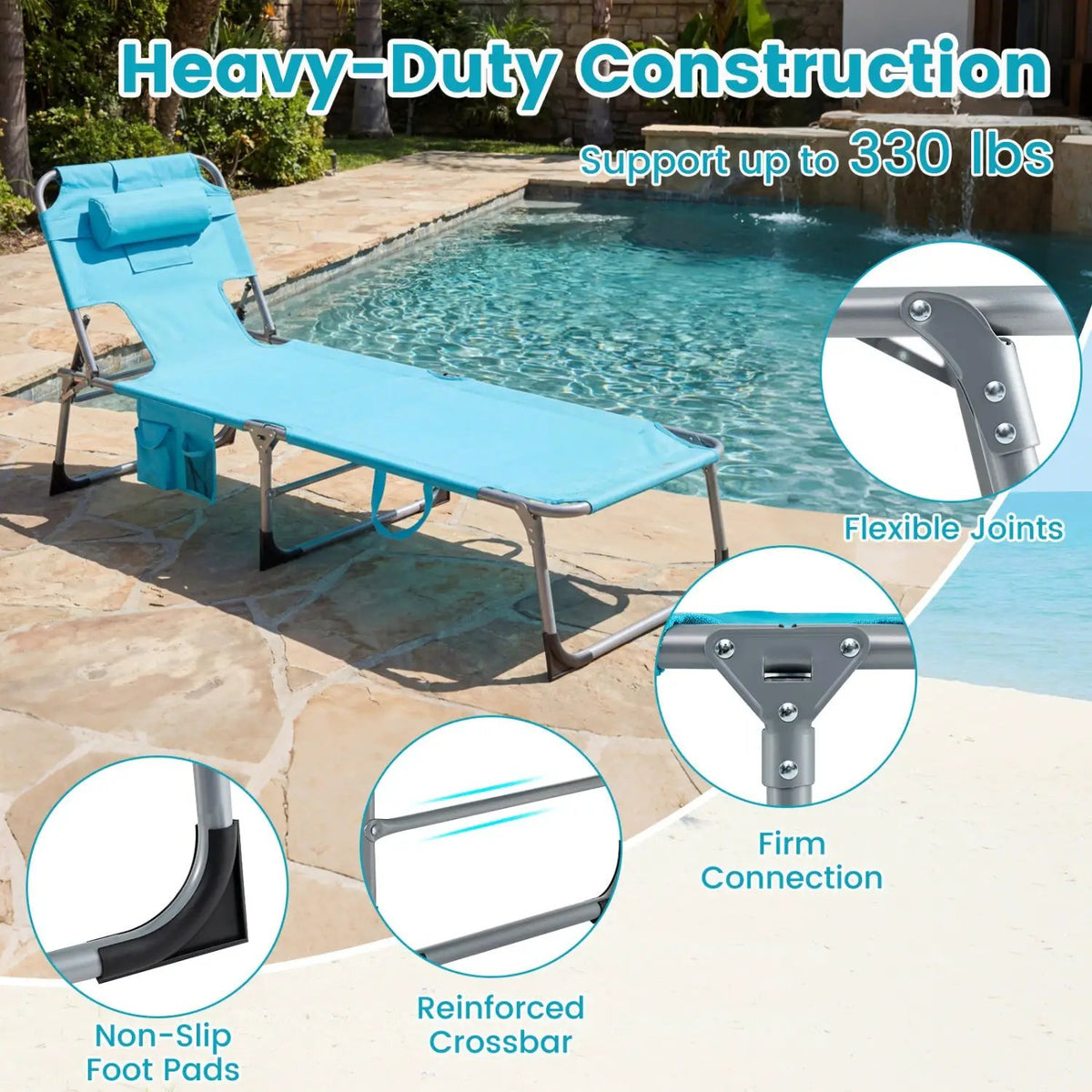 Tanning Chair with Face Arm Holes Folding Chair, photo 25 of 30