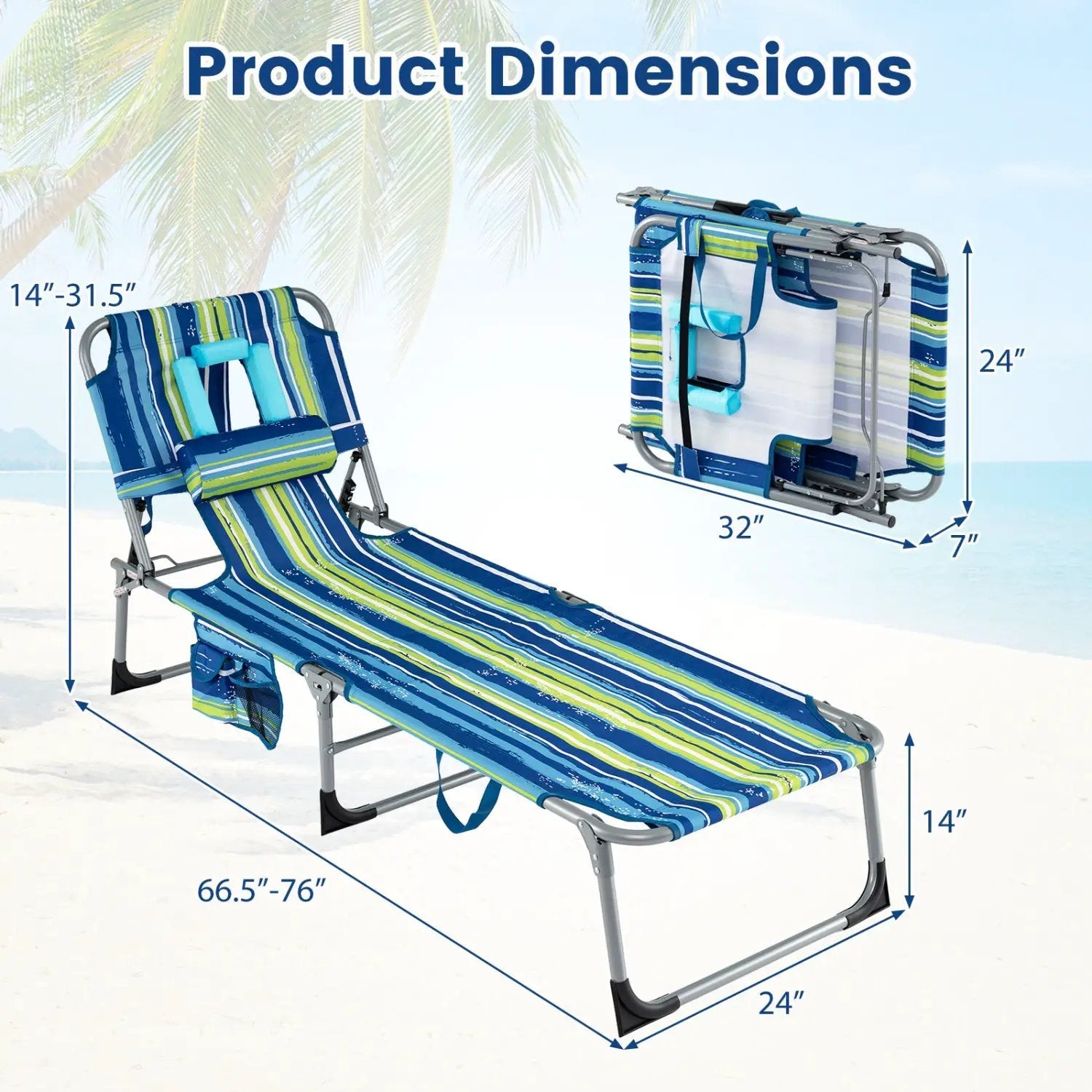 Tanning Chair with Face Arm Holes Folding Chair by DirectDeals