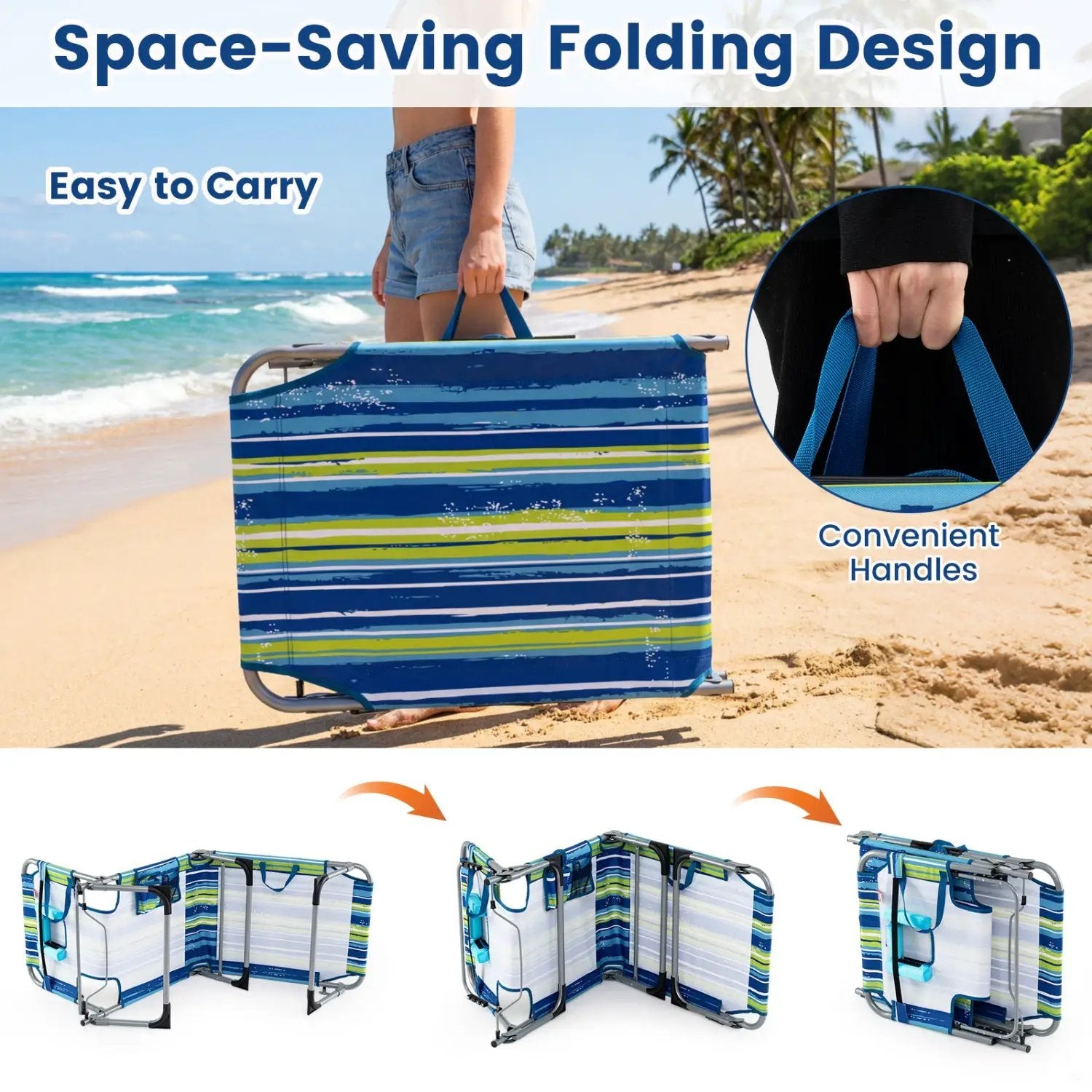 Tanning Chair with Face Arm Holes Folding Chair by DirectDeals