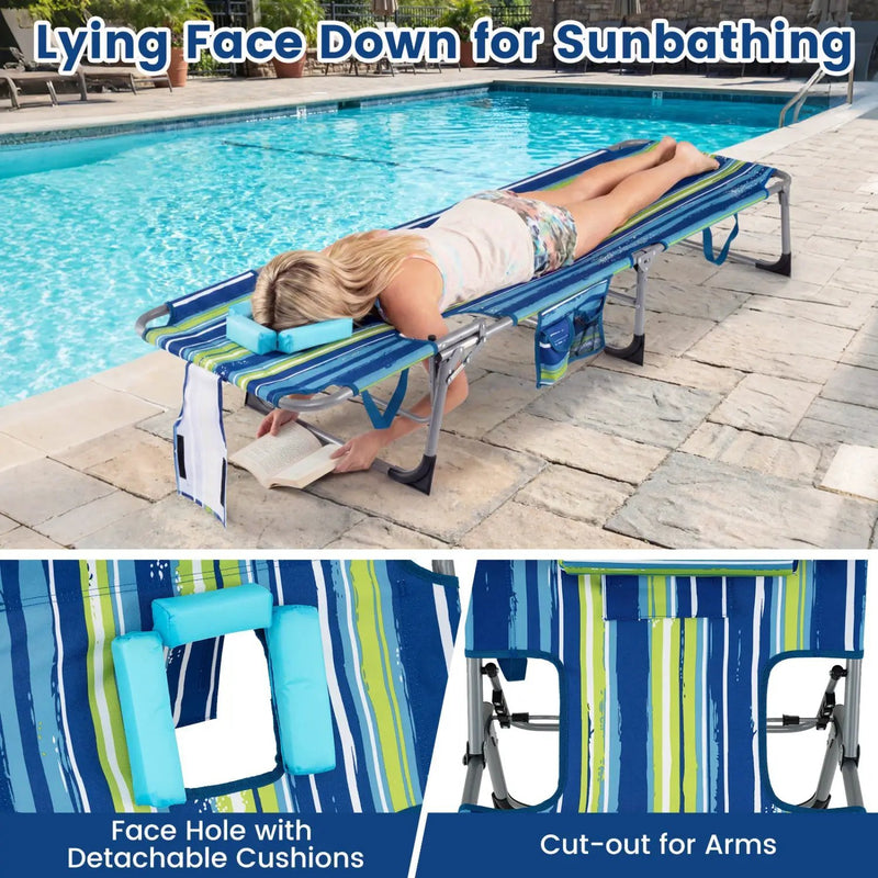 Tanning Chair with Face Arm Holes Folding Chair by DirectDeals