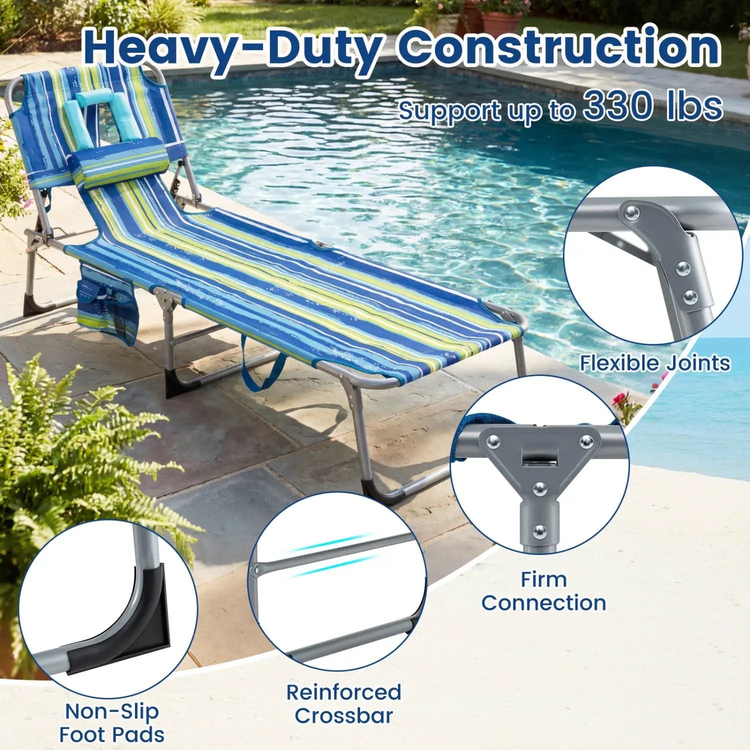 Tanning Chair with Face Arm Holes Folding Chair by DirectDeals