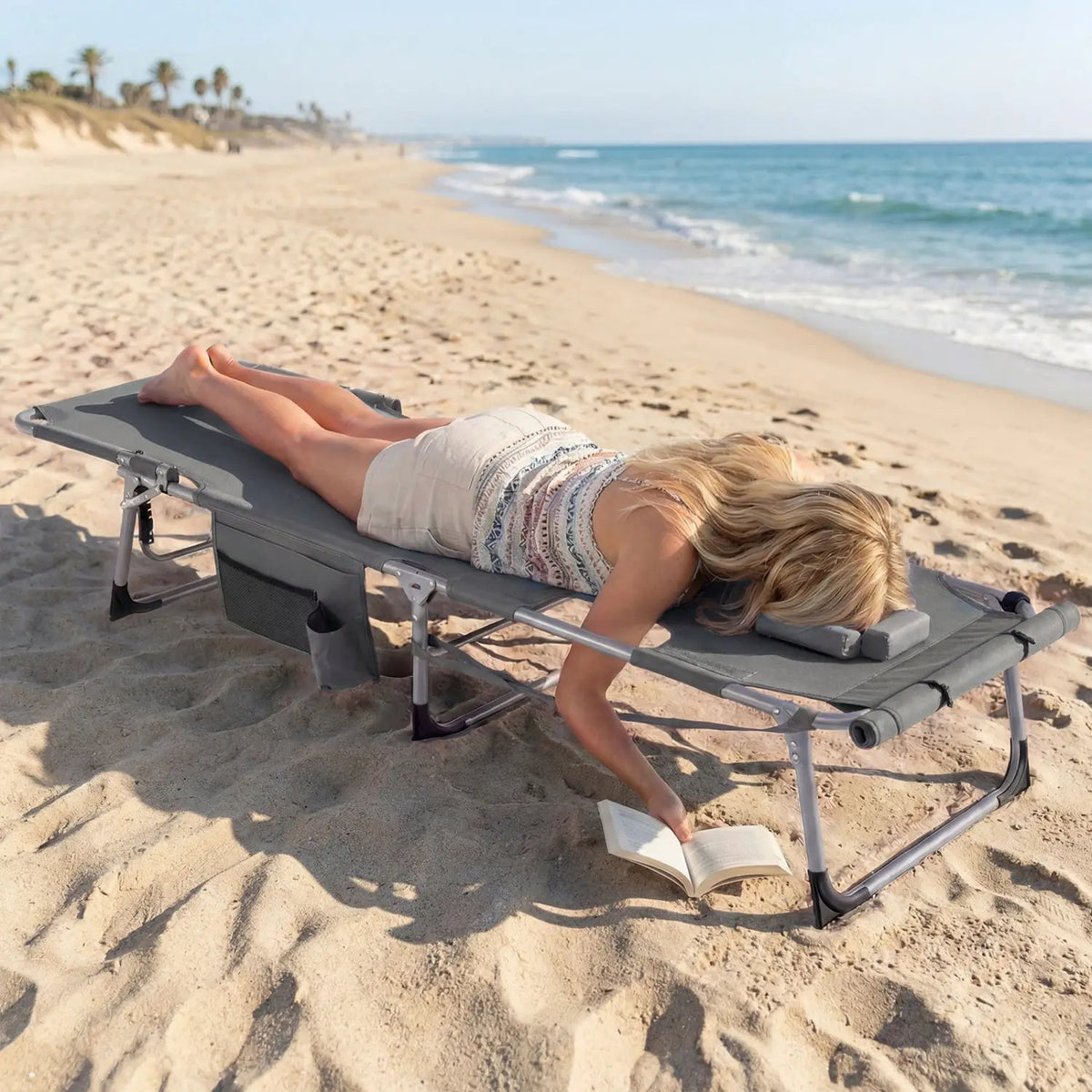 Tanning Chair with Face Arm Holes Portable Sunbathing Chair, photo 3 of 35