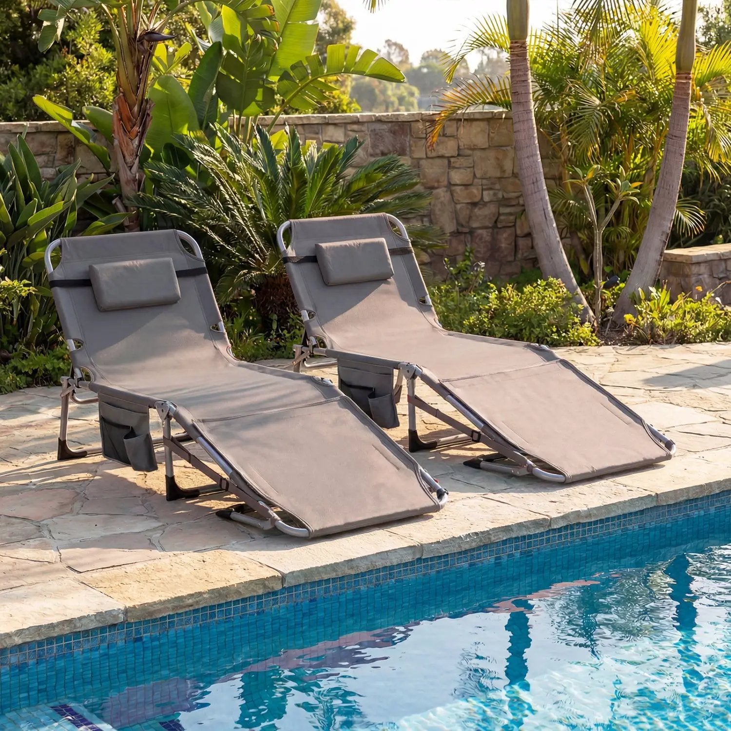 Tanning Chair with Face Arm Holes Portable Sunbathing Chair by DirectDeals