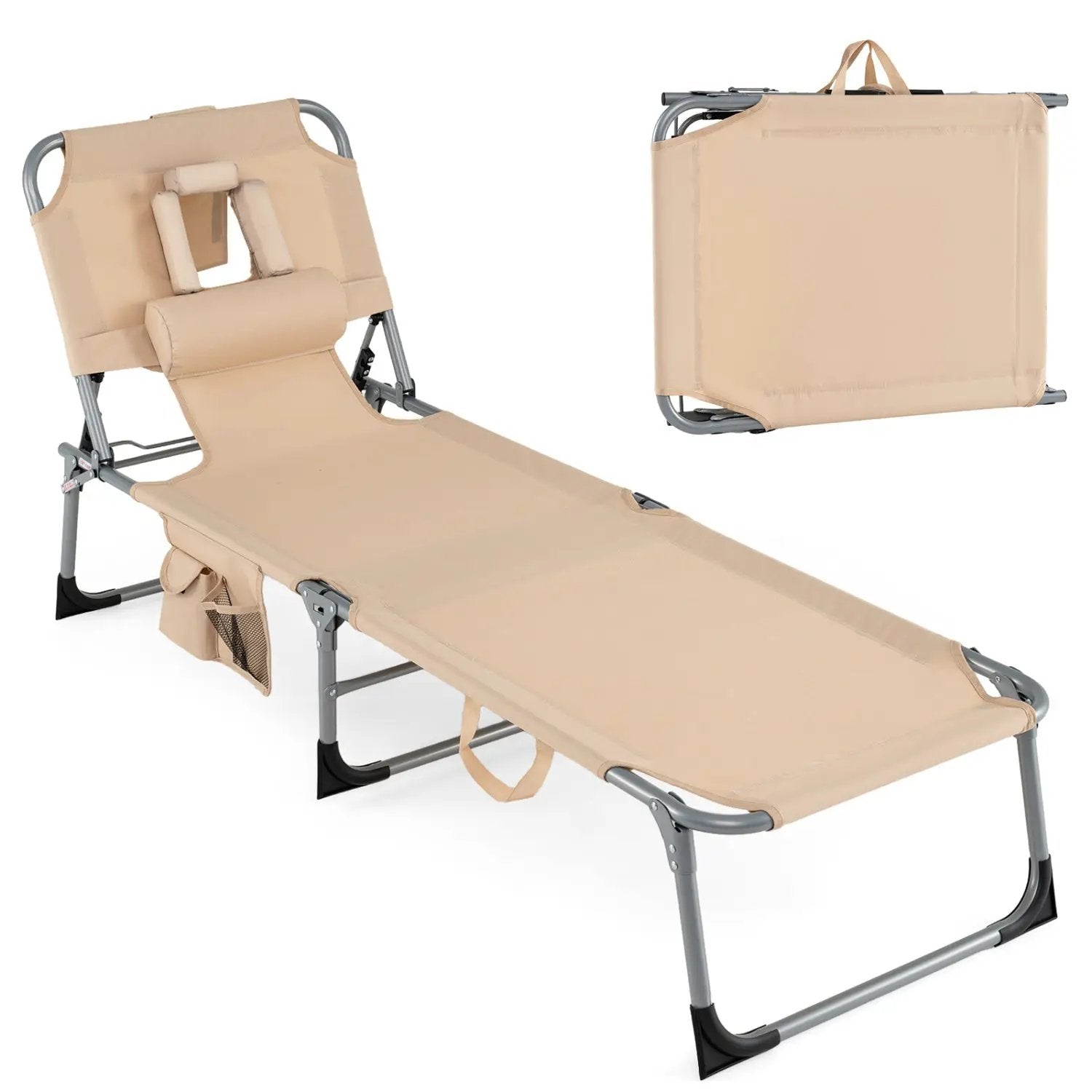 Tanning Chair with Face Arm Holes Folding Chair by DirectDeals