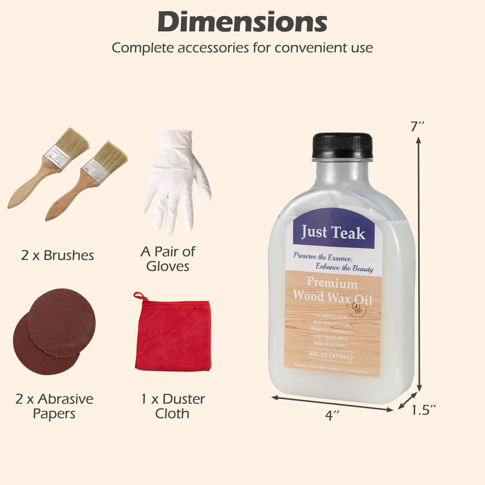 Wood Wax Oil for Outdoor and Indoor Furniture Teak Care Kit to Restore and Protect Wood by DirectDeals