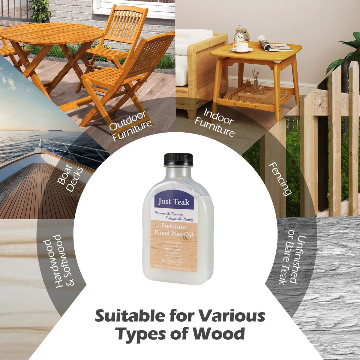 Wood Wax Oil for Outdoor and Indoor Furniture Teak Care Kit to Restore and Protect Wood by DirectDeals