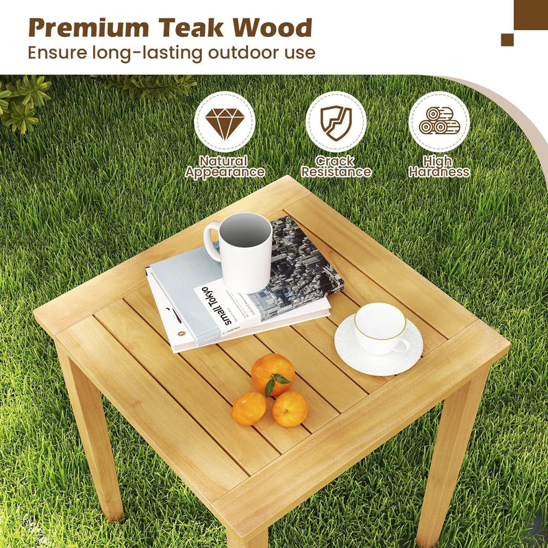 2 Pieces Space Saving Design Teak Wood Outdoor Patio Nesting Table by DirectDeals