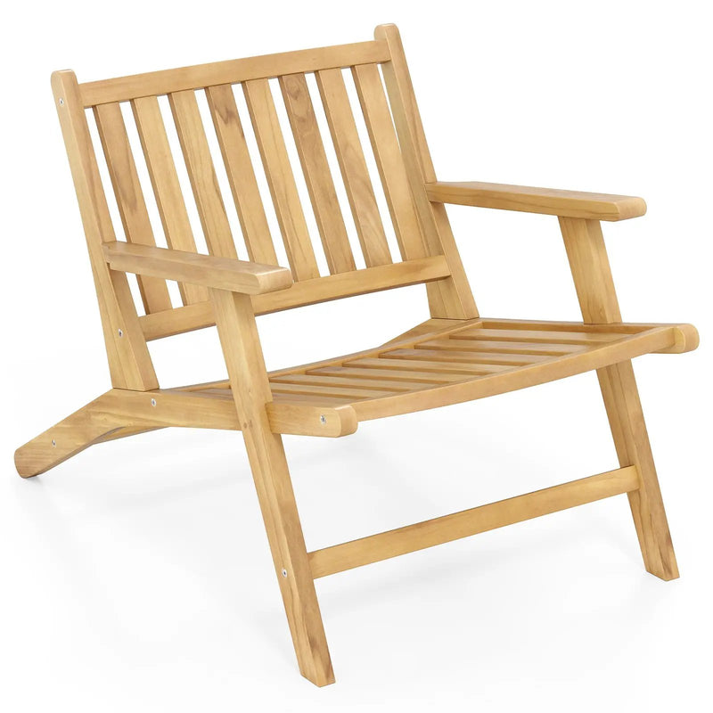 Teak Wood Outdoor Reclining Chair with Comfortable Backrest and Armrests by DirectDeals
