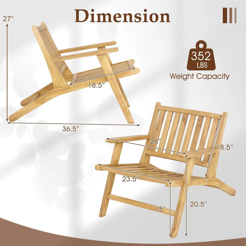 Teak Wood Outdoor Reclining Chair with Comfortable Backrest and Armrests by DirectDeals