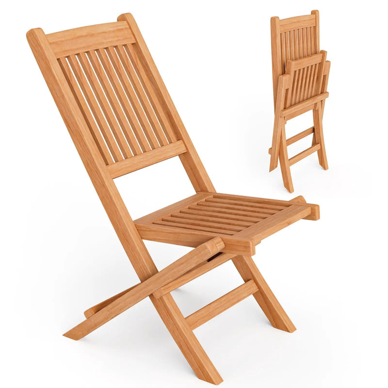 Indonesia Teak Wood Patio Folding Dining Chair with Slatted Seat by DirectDeals