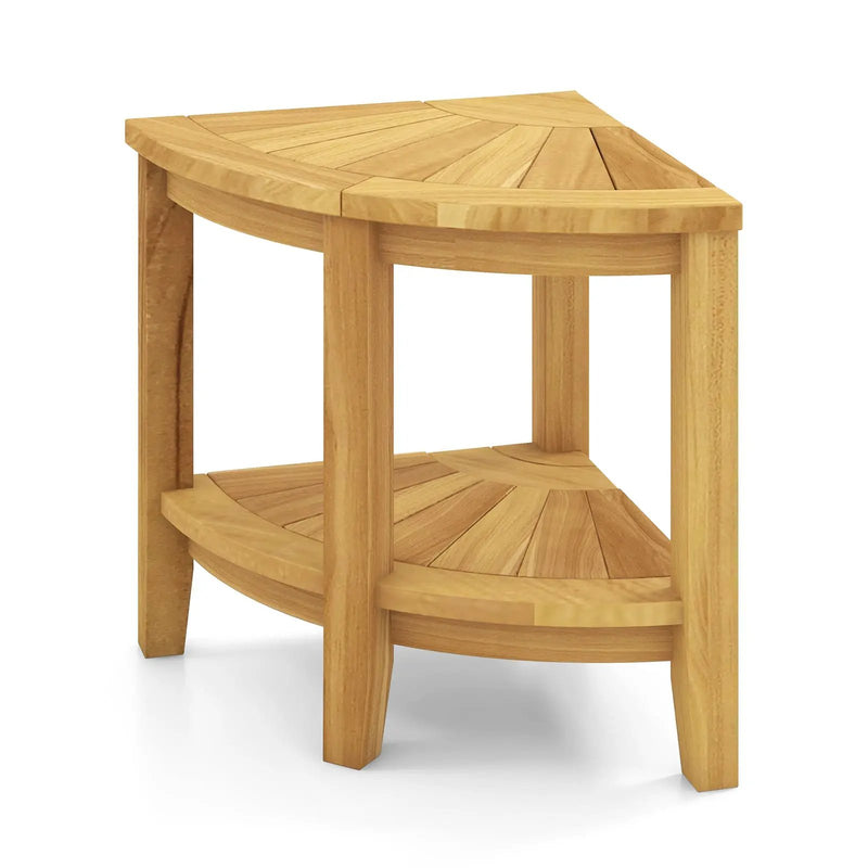 Teak Wood Shower Bench with Storage Shelf for Inside Shower to Sit on by DirectDeals