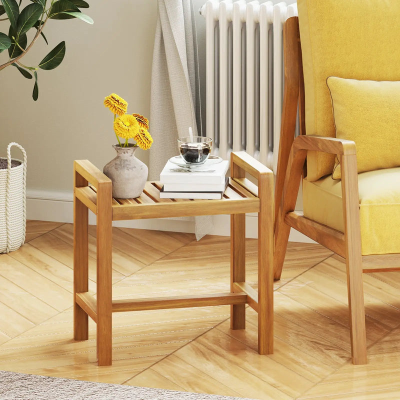 Teak Wood Shower Bench for Inside Shower Shaving Legs by DirectDeals