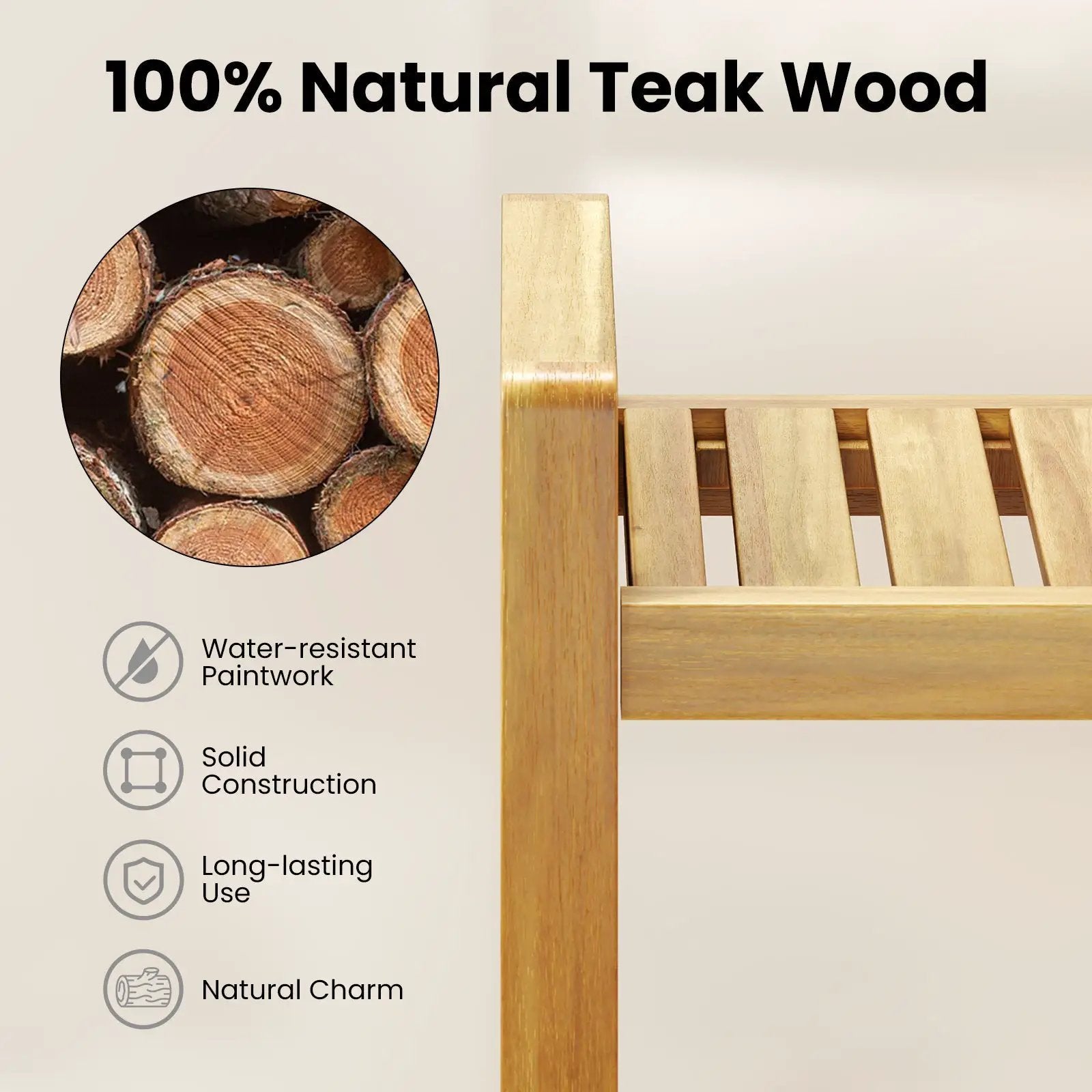 Teak Wood Shower Bench for Inside Shower Shaving Legs by DirectDeals