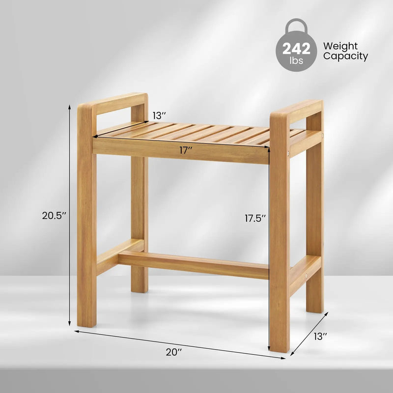 Teak Wood Shower Bench for Inside Shower Shaving Legs by DirectDeals
