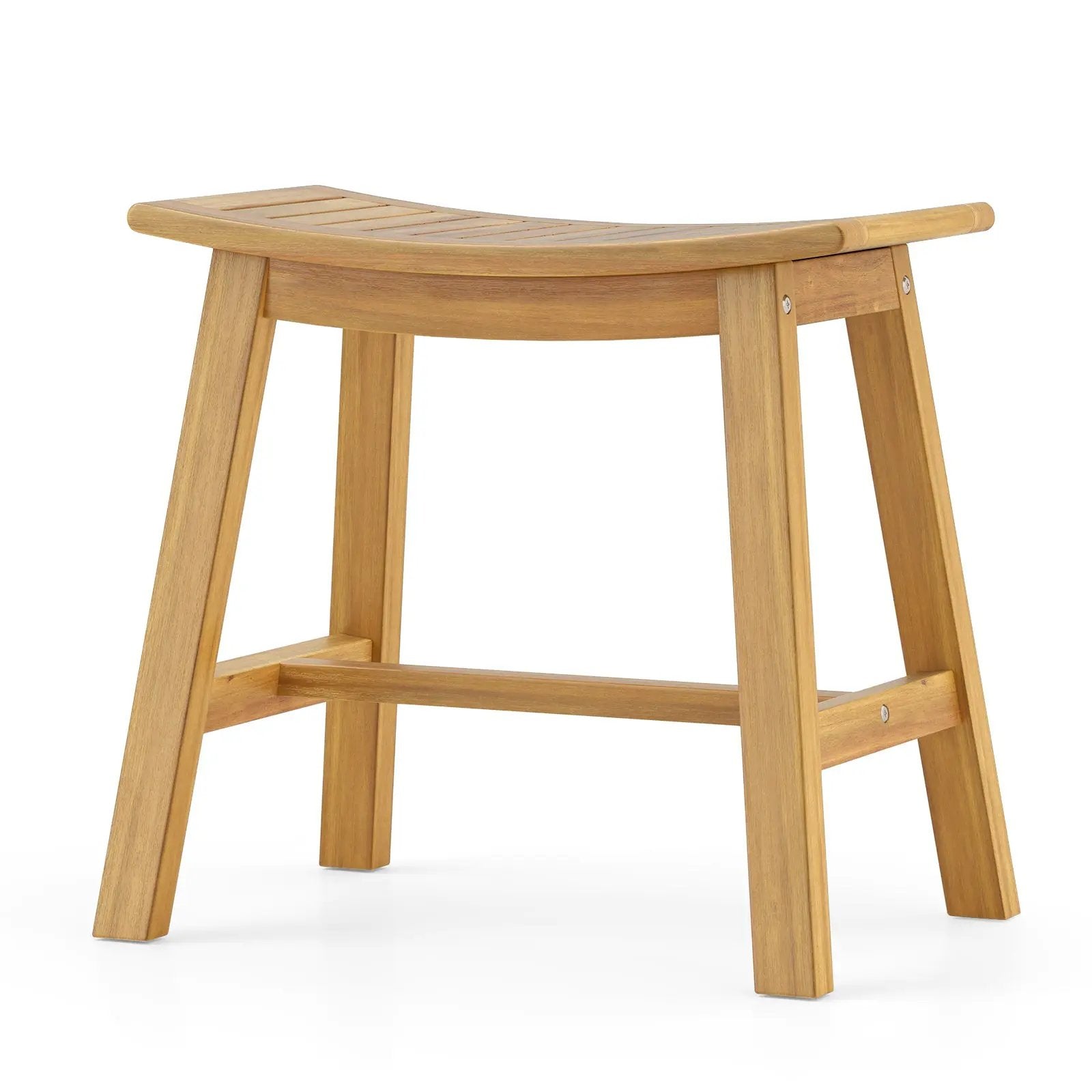 Teak Wood Shower Stool with Curved Seat for Inside Shower Spa by DirectDeals