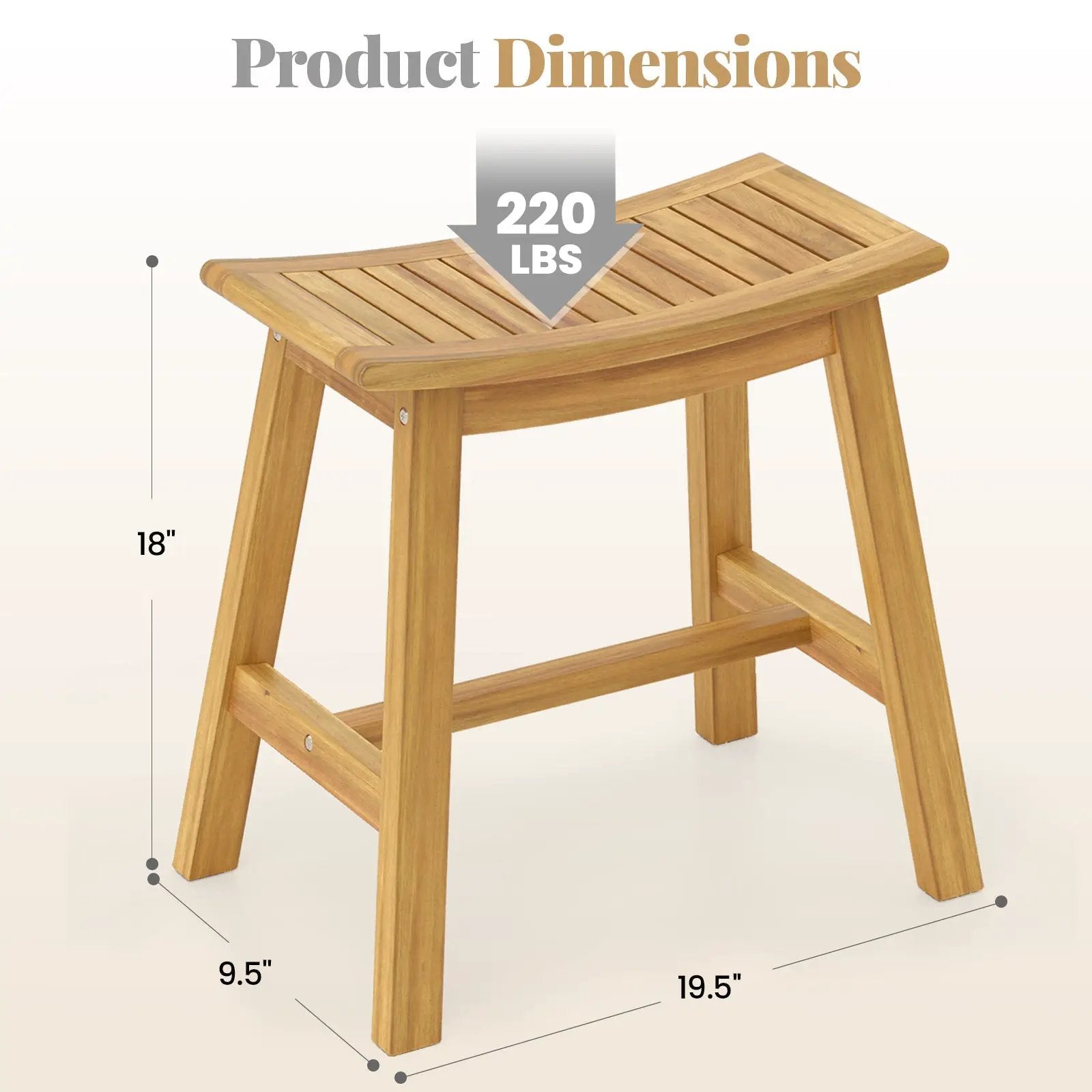 Teak Wood Shower Stool with Curved Seat for Inside Shower Spa by DirectDeals