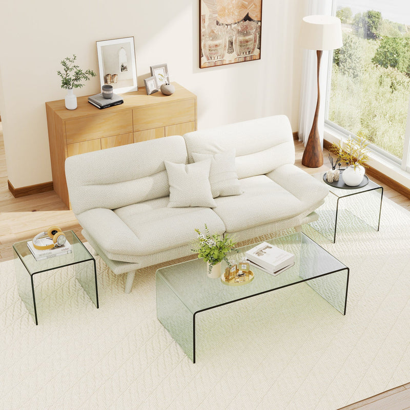 Tempered Glass Coffee Table Set of 3 with 1 Clear Coffee Table and 2 End Tables by DirectDeals