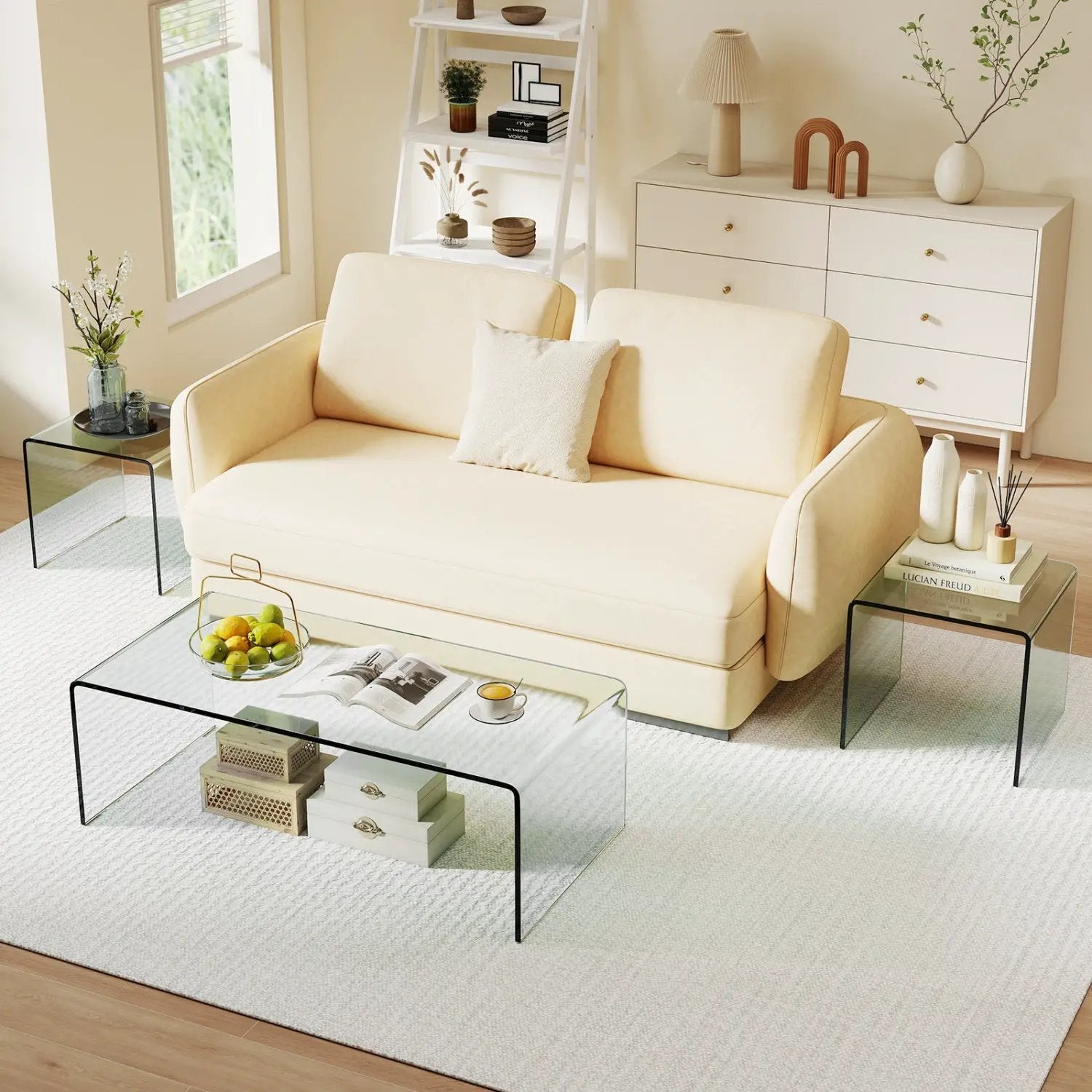 Tempered Glass Coffee Table Set of 3 with 1 Clear Coffee Table and 2 End Tables by DirectDeals