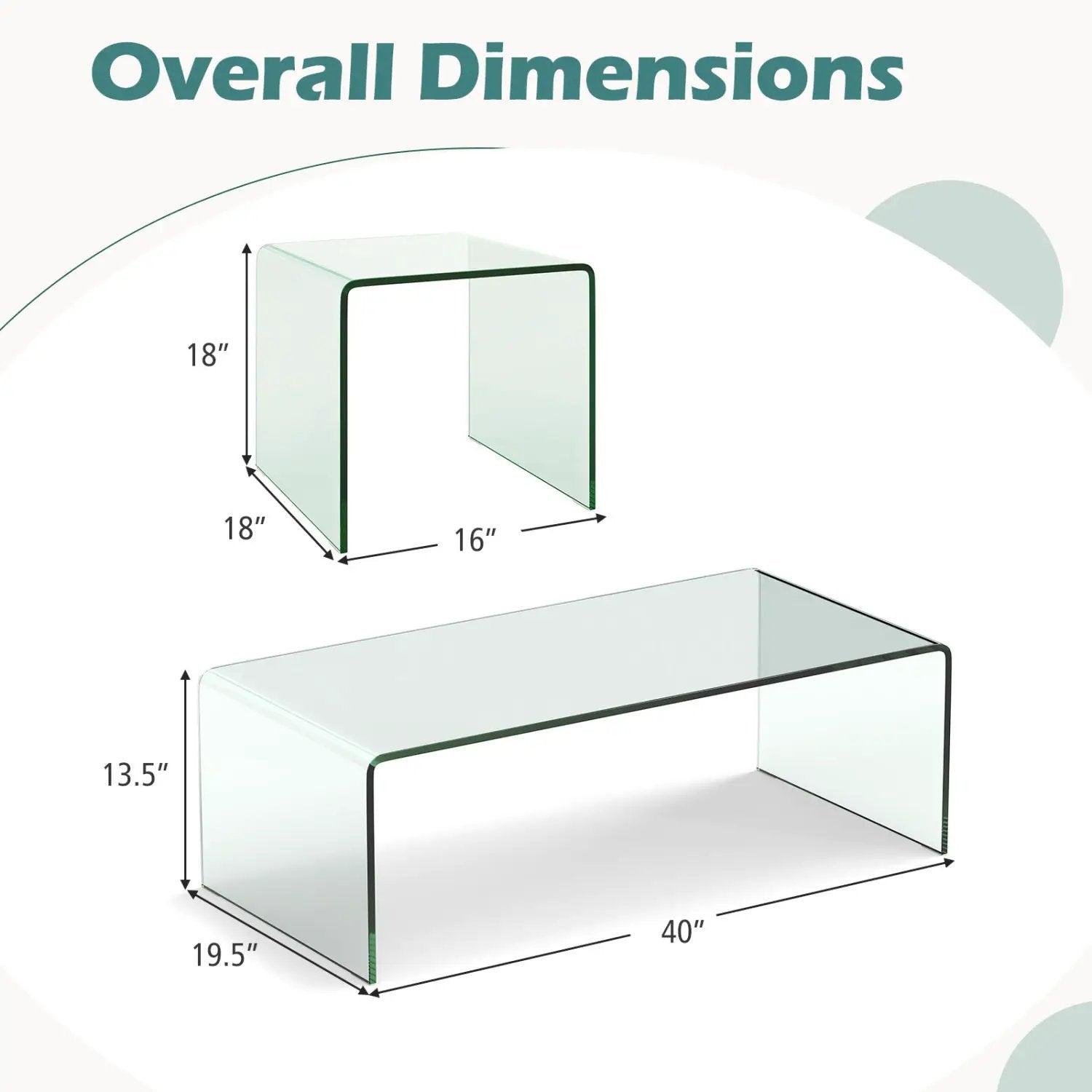 Tempered Glass Coffee Table Set of 3 with 1 Clear Coffee Table and 2 End Tables by DirectDeals