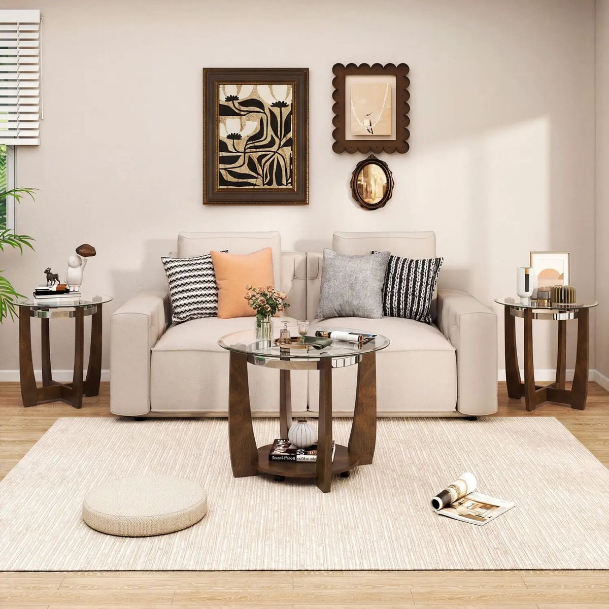 Tempered Glass Coffee Table Set of 3 for Living Room Bedroom, photo 10 of 16