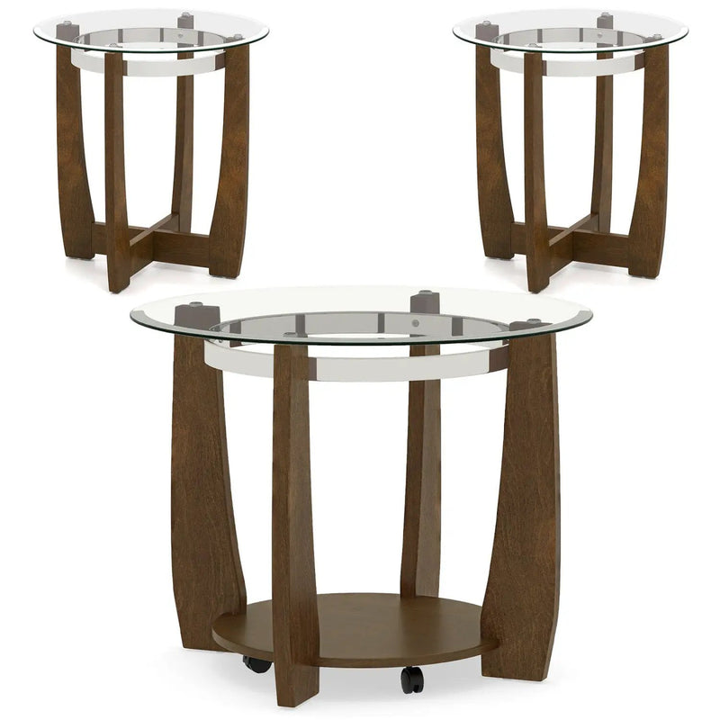 Tempered Glass Coffee Table Set of 3 for Living Room Bedroom by DirectDeals