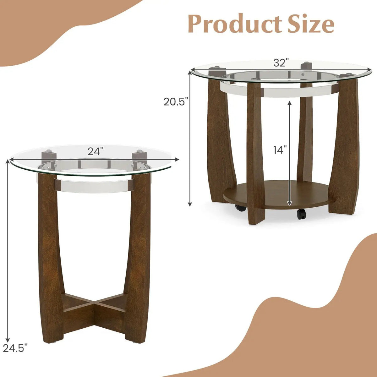 Tempered Glass Coffee Table Set of 3 for Living Room Bedroom, photo 12 of 16