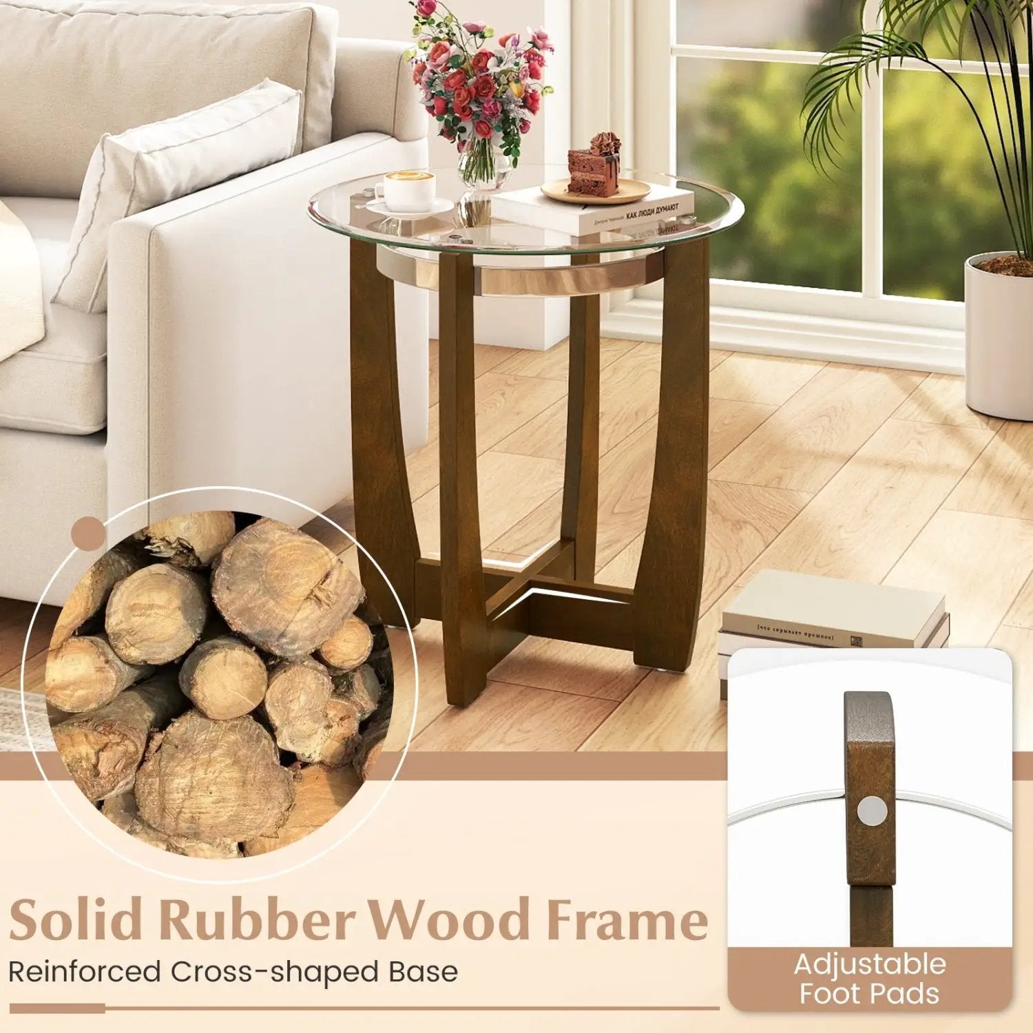 Tempered Glass Coffee Table Set of 3 for Living Room Bedroom by DirectDeals