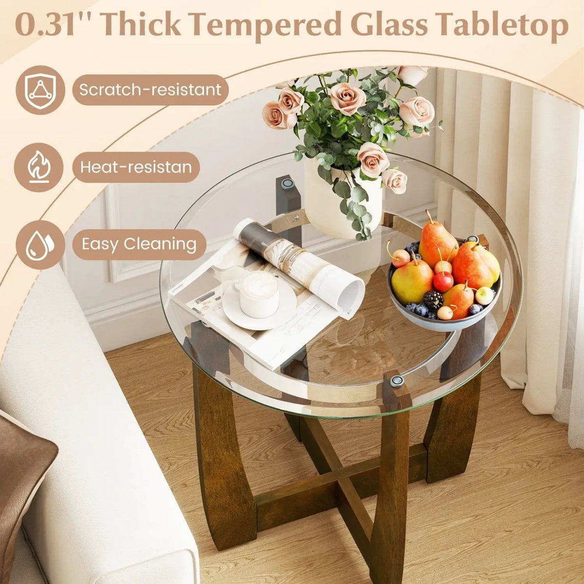 Tempered Glass Coffee Table Set of 3 for Living Room Bedroom, photo 15 of 16