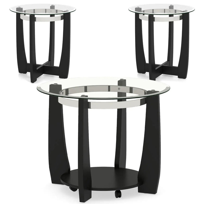 Tempered Glass Coffee Table Set of 3 for Living Room Bedroom by DirectDeals
